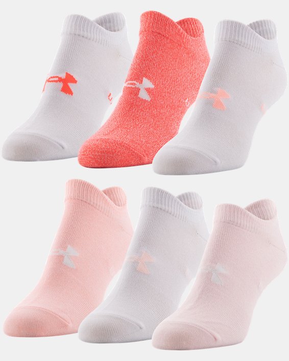 Women's UA Essential No Show – 6-Pack Socks, Pink, pdpMainDesktop image number 0